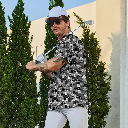Vista 4 de Camisas polo divertidas para hombre de los años 80, camisas de golf de secado rápido que absorben la humedad, divertidas camisas polo de golf