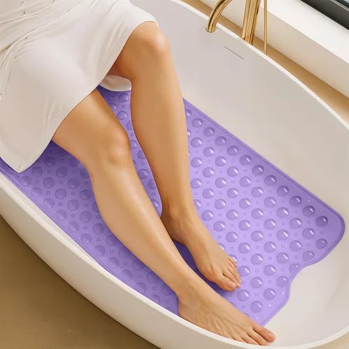 Vista 16 de LUX Décor - Tapete antideslizante para bañera, extra grande, 40 x 16 pulgadas, tapete de ducha de seguridad antideslizante con ventosas y agujeros