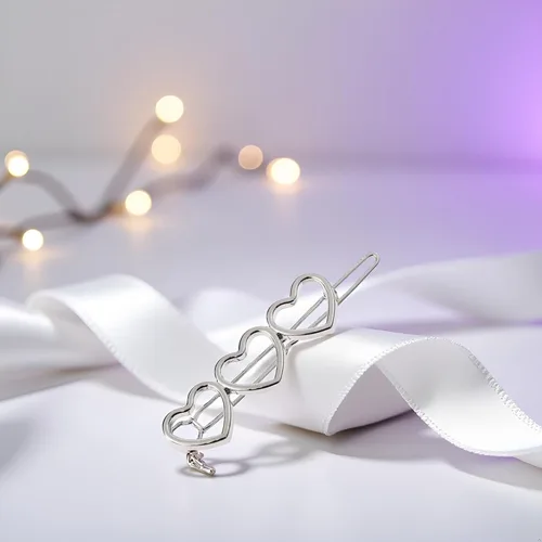 Vista 7 de Horquilla de aleación de corazón hueco de plata para el cabello, pinzas para el cabello, accesorios para el cabello para mujer y niñas