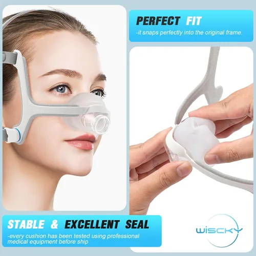 Vista 4 de Cojín de repuesto para mascarilla AirFit N20 de tamaño pequeño - 2 paquetes de cojines nasales de confort optimizado y sello seguro, compatibles