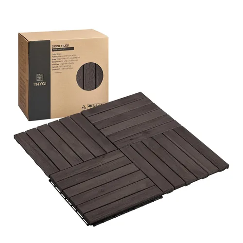 Vista 22 de Azulejos de cubierta premium, 10 piezas de suelo de patio - teca