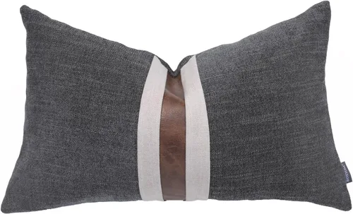 Vista 22 de Fundas de almohada decorativas de granja para exteriores para sofá, cama, funda de almohada de piel sintética marrón, funda de almohada de Beige