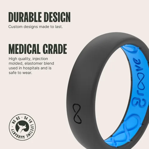 Vista 2 de Groove Life Anillo de boda de goma transpirable para mujer, diseño único, anillo de ajuste cómodo