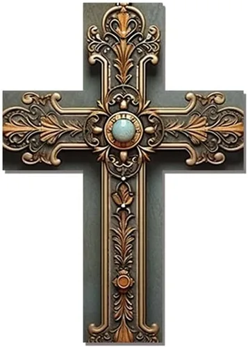 Vista 6 de Imahoocool Decoración de pared de cruz de fe cristiana, Crucifijo de Jesús Dios, Cruz de madera, letrero de pared cristianismo fe colgante de madera