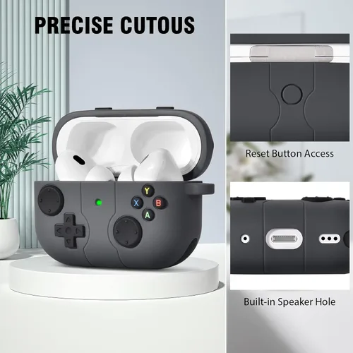 Vista 8 de Funda para AirPod Pro 2, KOREDA - Funda protectora de silicona con llavero para Airpods Pro de 1ª/2ª