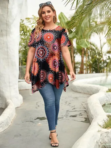 Vista 6 de LARACE - Camiseta tipo túnica con vuelo para mujer, de ajuste suelto y cómodo, favorecedora a la silueta
