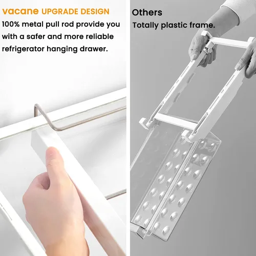 Vista 5 de Vacane Organizador de cajones grande para debajo de la estantería del refrigerador, organizador de cajones extraíbles para refrigerador, contenedor