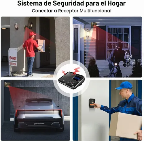 Vista 3 de Alarma solar inalámbrica para entrada con pieza adicional de timbre, sistema de seguridad inalámbrico multifuncional para el hogar, batería