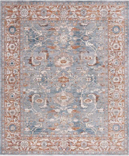 Vista 9 de SAFAVIEH Heirloom Collection - Alfombra de área de 4 x 6 pies, color azul/óxido, diseño geométrico, antideslizante, ideal para zonas de alto tráfico