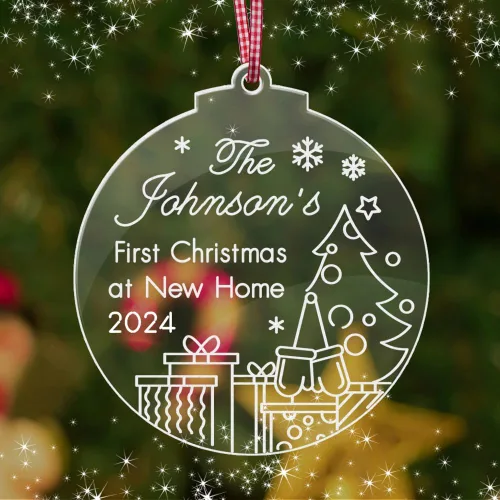 Vista 6 de Adornos personalizados para árbol de Navidad, decoración de primera Navidad para el nuevo hogar, nombres grabados de miembros de la familia, adorno