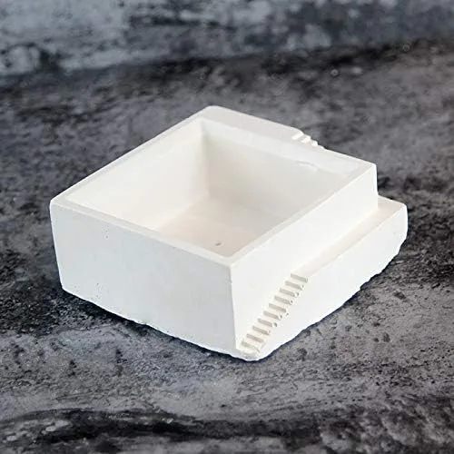Vista 6 de nicole Molde de silicona para macetas de hormigón, musgo, bonsái, cemento, plantador, edificio, cuadrado, con formas de escaleras
