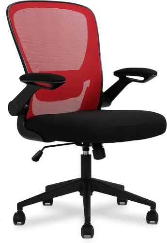 Vista 9 de Silla de oficina en casa, silla de escritorio ergonómica con soporte lumbar ajustable y reposabrazos abatibles, silla de computadora de malla