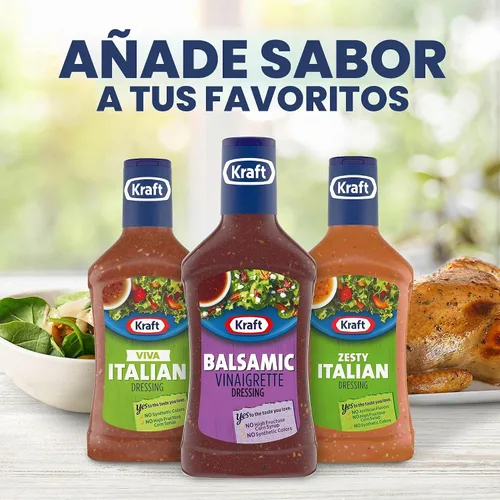Vista 7 de Kraft Aderezo para ensalada de vinagreta balsámica (botella de 16 fl oz) Sin jarabe de maíz de alta fructosa ni tintes artificiales, 70 calorías