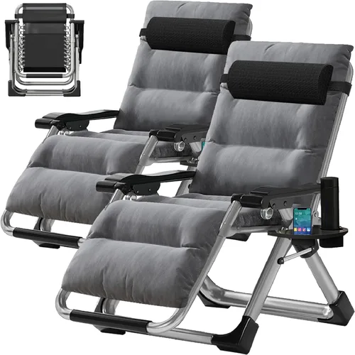 Vista 21 de Slsy Silla de gravedad cero, silla reclinable de salón con cojín y bandeja removibles para interior y exterior, silla reclinable plegable para patio