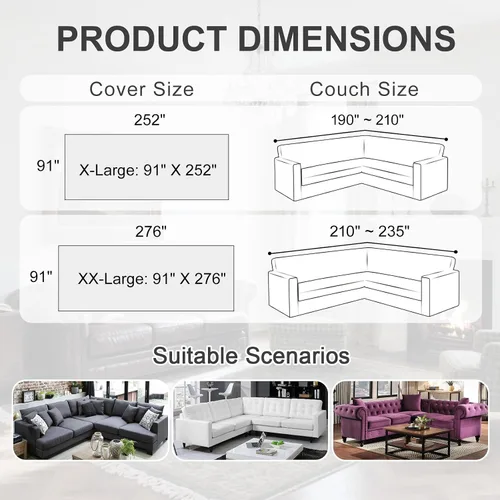 Vista 3 de Fundas de sofá seccional 100% impermeables para perros, funda de sofá de esquina en forma de L, funda de sofá de chenilla lavable, cobija moderna