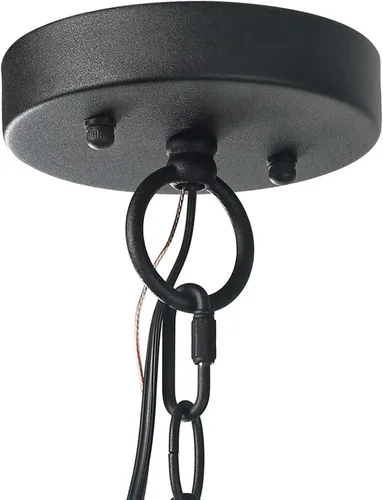 Vista 9 de LOG BARN Luces colgantes para exteriores, accesorio de porche en metal negro pintado con globo de vidrio transparente burbujeado, lámpara colgante