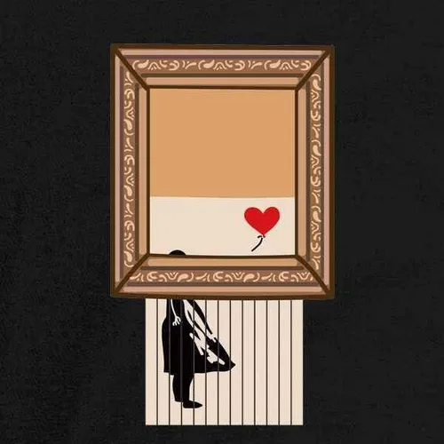 Vista 3 de Pop Threads Shredded Banksy Girl with Balloon Funny Art Graphic Tee T-Shirt for Men