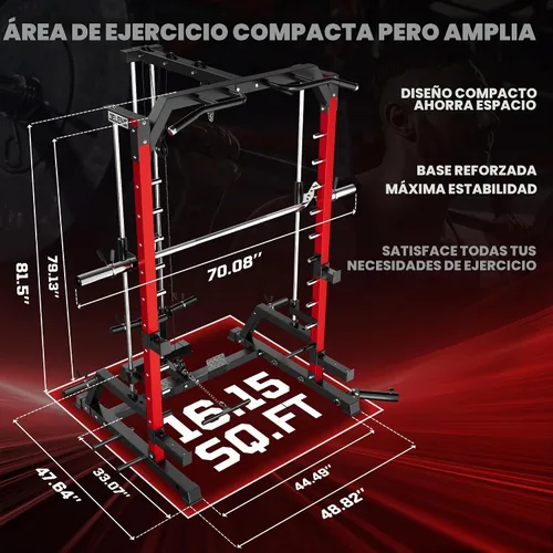 Vista 9 de JELENS SR01 Smith Machine, jaula de potencia multifunción de 2000 libras con sistema de extracción LAT, estante para sentadillas todo en uno
