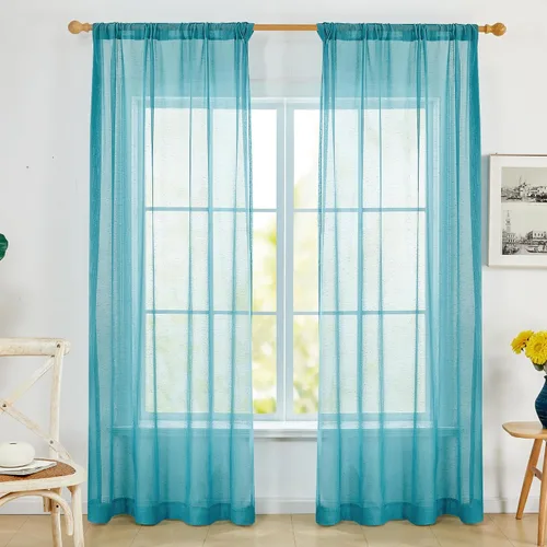 Vista 50 de Deconovo - Cortinas transparentes con filtro de luz de 84 pulgadas de largo Plata