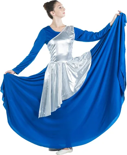 Vista 12 de Danzcue - Túnica de baile de alabanza asimétrica para mujer, (el vestido blanco no está incluido)