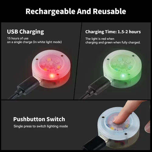Vista 3 de 2 Pack Keychain Flashlight, Portable EDC Ultra Bright Mini Flashlights, 3 Modes, USB C Rechargeable, Waterproof LED Light for Keys, Outdoor