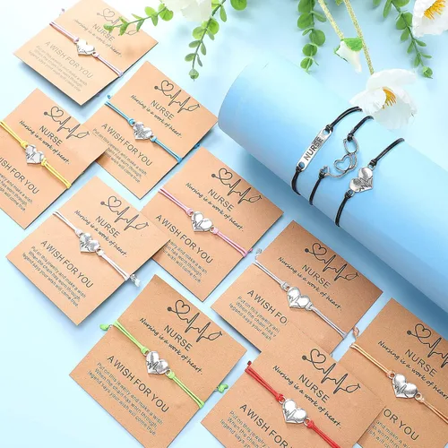 Vista 7 de Kigeli 30 unidades de regalos para enfermera, estetoscopio a granel, pulsera de agradecimiento con corazón, regalos de bendición, pulseras