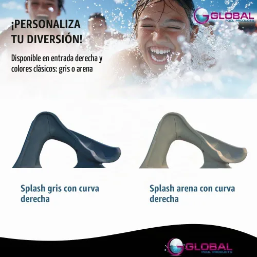Vista 7 de Global Pool Products Splash Piscina enterrada tobogán acuático montado en la cubierta curva derecha gire gris GPPSSP-Gris-R