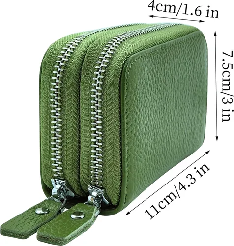 Vista 24 de Cartera de cuero para mujer, con doble tarjeta, tarjetero con cremallera, múltiples compartimentos, bloqueo RFID C-W-1, Rosado, Talla única