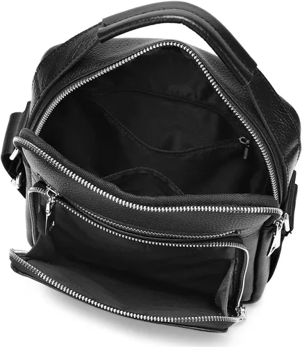 Vista 6 de KPYWZER Bolso de hombro de cuero genuino para hombres pequeños, bolso de mensajero, bolso bandolera bandolera para hombre para negocios
