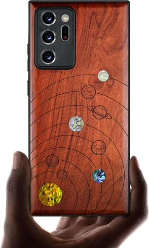 Vista 13 de Carveit Funda de madera de diseñador para Samsung Galaxy Note20 Ultra (grabado de madera e incrustaciones de carcasa) compatible con cargadores