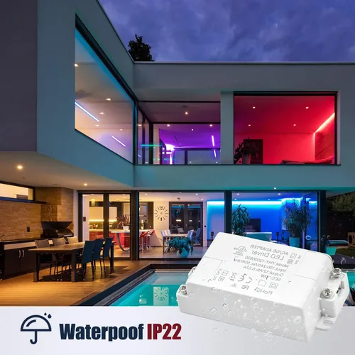 Vista 2 de Lustaled Transformador de controlador LED de 10 W CC 12 V - Convertidor de conmutación de voltaje constante de 110 V CA a 12 V CC - Impermeable