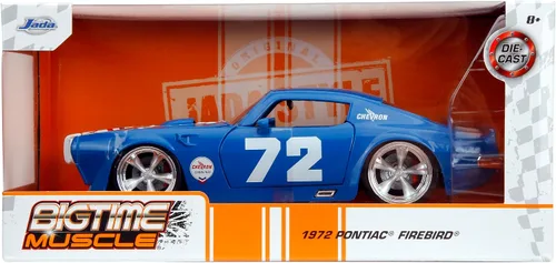 Vista 7 de Jada Big Time Muscle Chevron 1:24 1972 Pontiac Firebird - Coche fundido a presión, juguetes para niños y adultos (azul)