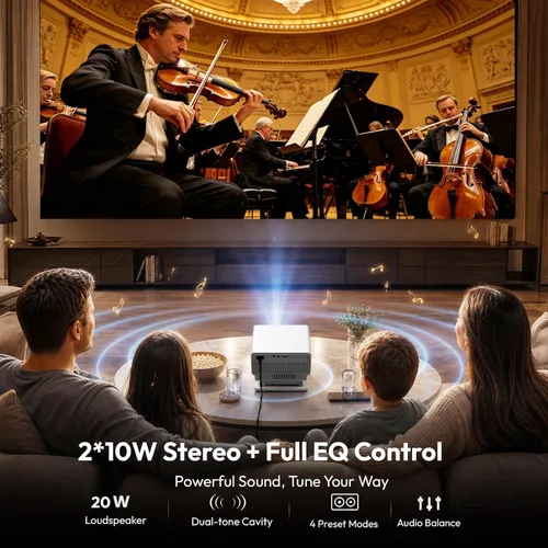 Vista 8 de XGODY N8 Smart Projector with WiFi and Bluetooth, 4K Support, Built in Apps white-Gray