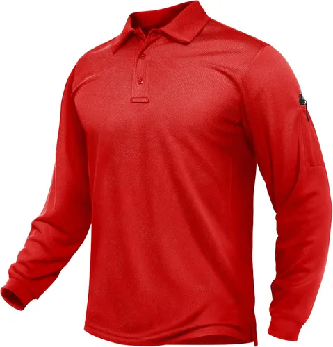 Vista 8 de TACVASEN - Camisas polo de manga larga para hombre de secado rápido, tácticas, para golf, con cuello, ligeras, transpirables, que absorben