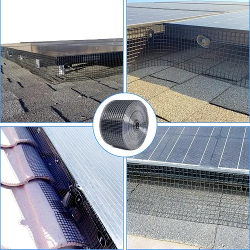 Vista 6 de Protección para Panel Solar, Rollo de 10 cm X 30 m de Malla Protectora para Panel Solar con Recubrimiento de PVC, Disuasorio de Palomas Negras