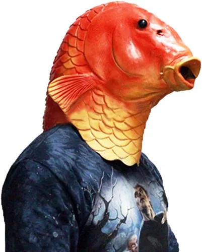 Vista 5 de HENGYUTOYMASK Máscara realista de pez, máscara de cabeza de animal de látex, disfraz de Halloween, fiesta de máscaras para adultos