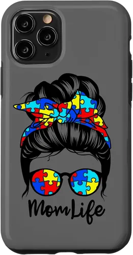 Vista 29 de Mom Life Messy Bun Hair Autism Funny Autism Case for iPhone 17
