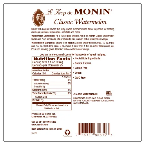 Vista 8 de Jarabe de sandía Monin, botella de 25.36 onzas líquidas por Monin