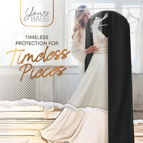Vista 6 de Your Bags Bolsa de ropa para vestido de novia con bolsa a juego, bolsas de ropa para viajes, colgar ropa o almacenamiento, bolsa de vestido de novia
