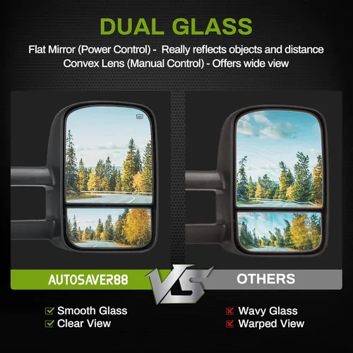 Vista 5 de AUTOSAVER88 Espejos de remolque compatibles con Chevy Silverado GMC Sierra 2007-2014, juego de espejos de remolque con calefacción eléctrica