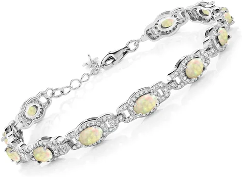 Vista 17 de Gem Stone King 7-14 Cttw Oval Gemstone Birthstone Tennis Bracelet For Women 925 Sterling Silver Oval 6X4MM 7 Inch With 1 Inch Extender Fine