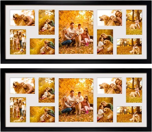 Vista 7 de WIFTREY 2 Pack 4x6 Picture Frames Collage with 4 Openings, Display Eight 4 x 6 Photo Pictures for Wall Mounting, Black