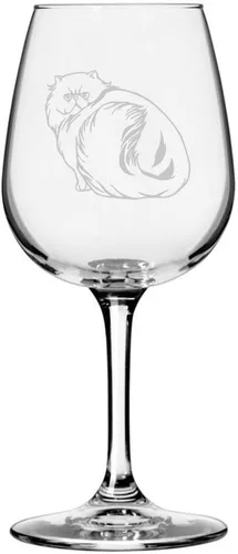 Vista 90 de Copa de vino de 12.75 onzas con temática de gato abisinio grabada para todo uso