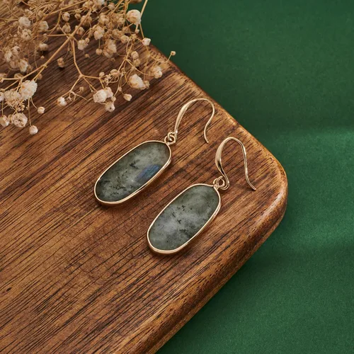 Vista 2 de Aretes colgantes de piedra curativa de cristal natural para mujeres y niñas