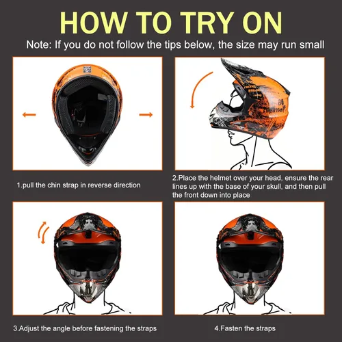 Vista 5 de Casco de motocross para jóvenes, aprobado por el DOT, cascos para niños ATV con gafas, guantes y máscara, para motocross, ATV, BMX Off-Road