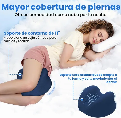 Vista 5 de Almohada de rodilla para personas que duermen de lado, almohada de espuma viscoelástica de gel refrescante para dormir de lado, en forma de corazón