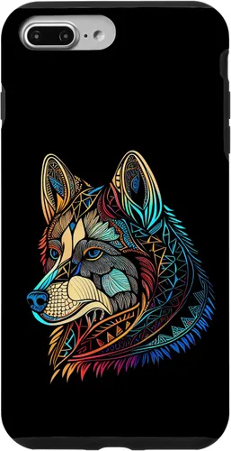 Vista 9 de iPhone 14 Flor Floral Lindo Perro Cara Cabeza Colorida Mandala - Estuche Husky