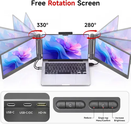 Vista 8 de AOC Extensor de pantalla para laptop de 14", monitor portátil para Gris