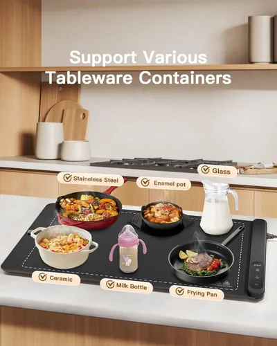 Vista 5 de Tapete Calentador de Alimentos, Calentador Plegable Mejorado de Grafeno con Calentamiento de Superficie Completa, Almohadilla Calentadora