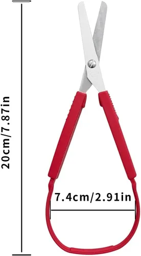 Vista 5 de Paquete de 4 tijeras de bucle adaptativas, tijeras de apertura automática de 8 pulgadas para necesidades especiales, niños y adultos (rojo)
